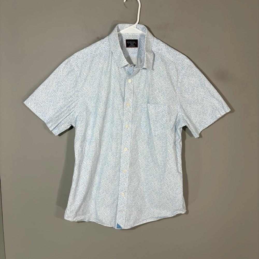 UNTUCKit Shirt Mens Medium White Blue Floral Short Sleeve Button Up Cotton